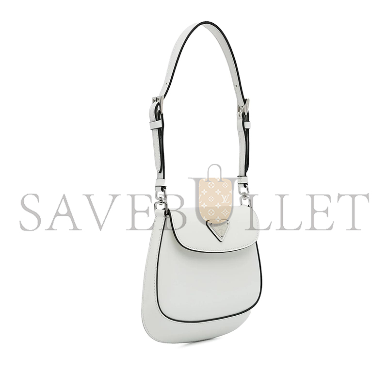 PRADA WHITE MINI SPAZZOLATO CLEO CROSSBODY BAG 1BH188 (17*14.5*3cm)